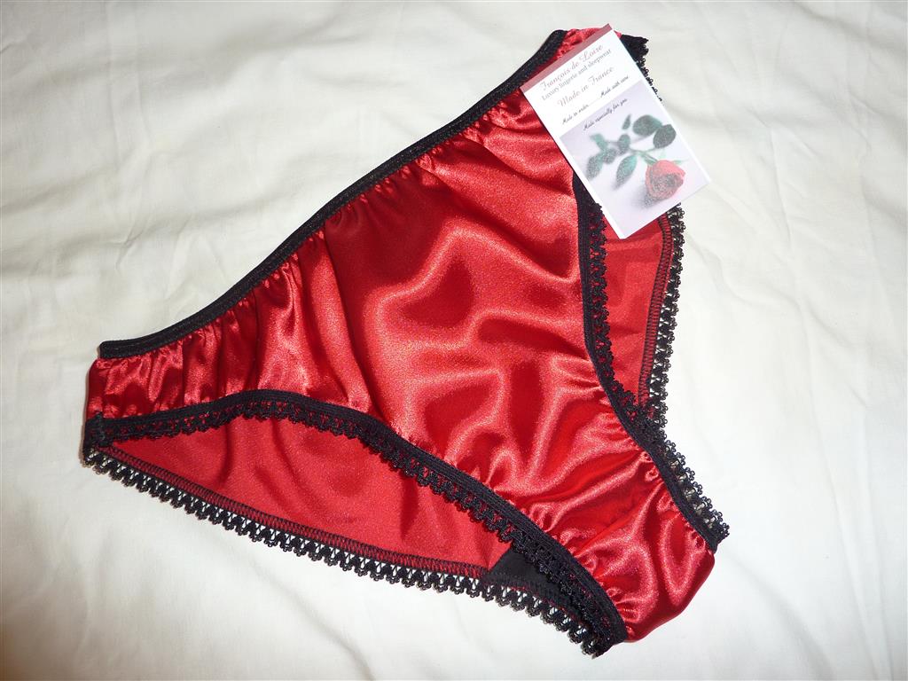 Red & Black satin bikini briefs